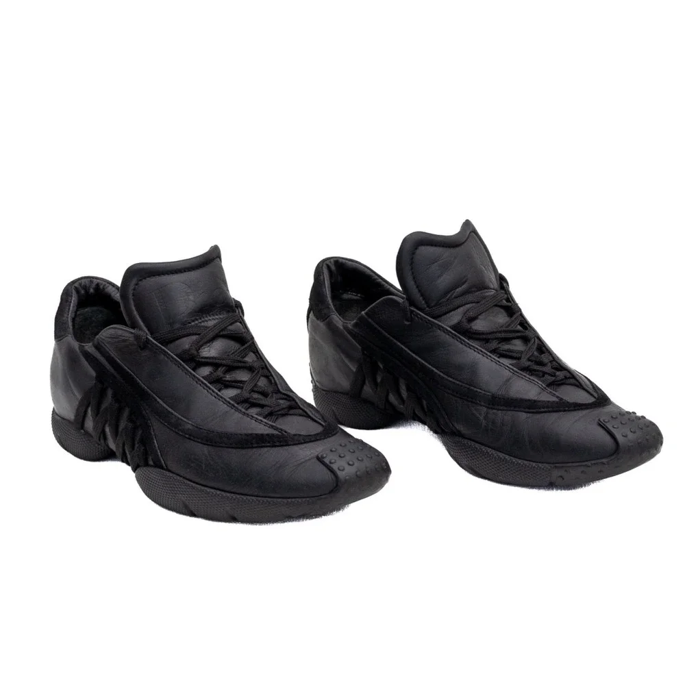 Christian Dior Galliano Era Black Leather‎ Derby Cross Laced Trainers Size US 5